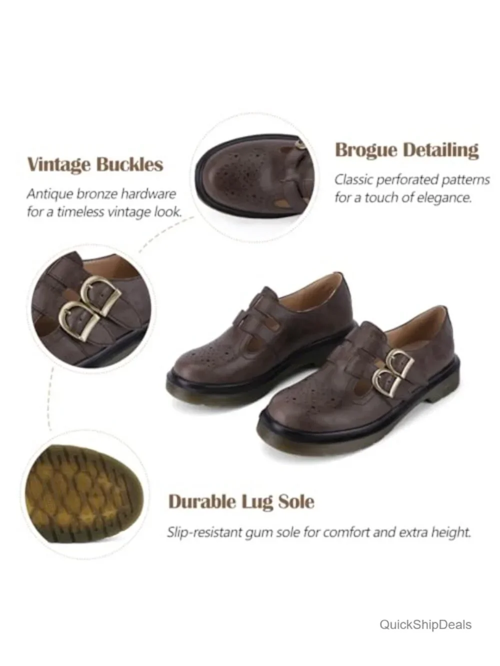 Chunky Mary Janes Women Double Buckle Strap Platform Shoes Faux Leather